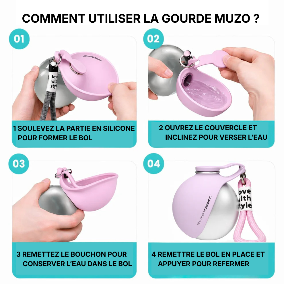 Gourde de Voyage 2-en-1 pour Chien